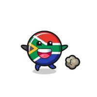 the happy south africa flag cartoon with running pose vector