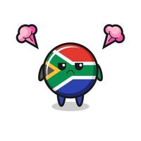 annoyed expression of the cute south africa flag cartoon character vector