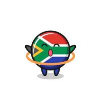 cute south africa flag cartoon is playing hula hoop vector