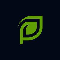 P leaf logo. a combination of the letter P with a variety of leaves vector