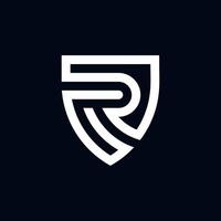 logotipo del escudo r. escudo combinado con la letra r en él vector