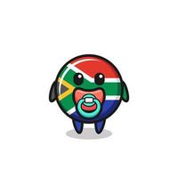 bebé sudáfrica bandera personaje de dibujos animados con chupete vector