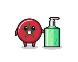 cute morocco flag cartoon with hand sanitizer vector