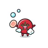 morocco flag character is bathing while holding soap vector