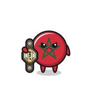 morocco flag mascot character as a MMA fighter with the champion belt vector