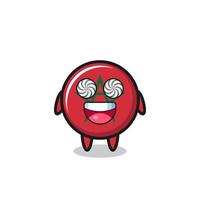 cute morocco flag character with hypnotized eyes vector