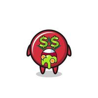 morocco flag character with an expression of crazy about money vector