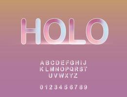 hologram alphabet font vector set