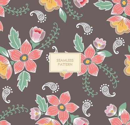 COLORFUL FLOWERS BATIK PATTERN. BATIK SEAMLESS PATERN VECTOR