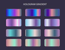 elemento de diseño de colección de conjunto de degradado de color holográfico vector