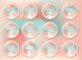 STORY HIGHLIGHT COVER OF DRAWING KOREAN FOOD ICON SET vector