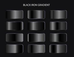 Shiny black iron metallic gradient set collection design element vector