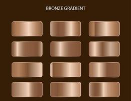 elemento de diseño de colección de conjunto de degradado metálico de bronce brillante vector