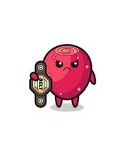 prickly pear mascot character as a MMA fighter with the champion belt vector