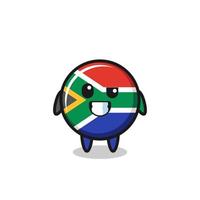 linda mascota de la bandera de sudáfrica con una cara optimista vector