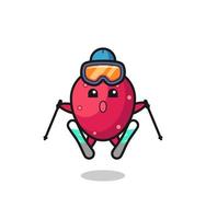 prickly pear mascot character as a ski player vector