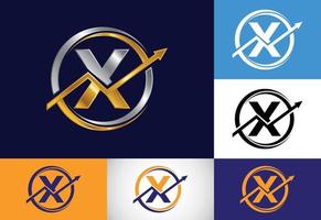 diseño inicial del símbolo del alfabeto del monograma x incorporado con la flecha. concepto de logotipo financiero o de éxito. logotipo para el negocio de la contabilidad y la identidad de la empresa vector