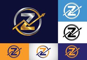 Initial Z monogram alphabet symbol design incorporated with the arrow. Financial or success logo concept. Logo for accounting business and company identity vector