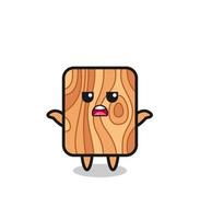 plank wood mascot character saying I do not know vector