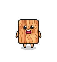 the shocked face of the cute plank wood mascot vector