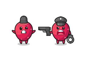 illustration of prickly pear robber with hands up pose caught by police vector