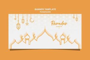 plantilla de banner horizontal ramadan kareem realista vector