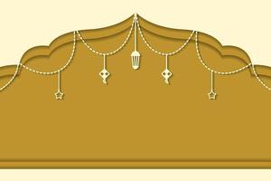 Golden ramadan islamic banner in paper cut style vector