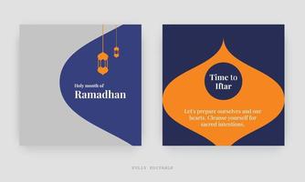 diseño de publicaciones en redes sociales de ramadán. una buena plantilla para publicidad en las redes sociales. perfecto para publicaciones en redes sociales, antecedentes y anuncios web en Internet. vector