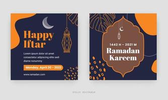 diseño de publicaciones en redes sociales de ramadán. una buena plantilla para publicidad en las redes sociales. perfecto para publicaciones en redes sociales, antecedentes y anuncios web en Internet. vector