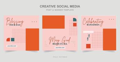 diseño de publicaciones en redes sociales de ramadán. una buena plantilla para publicidad en las redes sociales. perfecto para publicaciones en redes sociales, antecedentes y anuncios web en Internet. vector