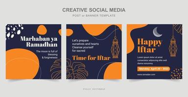 diseño de publicaciones en redes sociales de ramadán. una buena plantilla para publicidad en las redes sociales. perfecto para publicaciones en redes sociales, antecedentes y anuncios web en Internet. vector