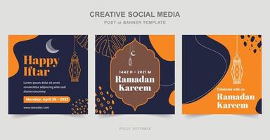 diseño de publicaciones en redes sociales de ramadán. una buena plantilla para publicidad en las redes sociales. perfecto para publicaciones en redes sociales, antecedentes y anuncios web en Internet. vector