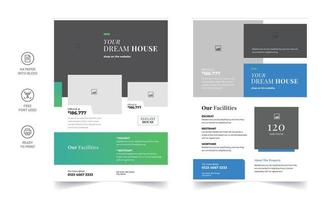 Real State Business Flyer Template - Home Selling Advertisement. Editable Flyer Template, Brochure Design, Real Estate Trifold Brochure or a4 size flyer. vector