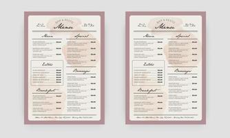 Fast food menu. Restaurant fast food cafe menu template flyer. vector