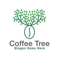 diseño de logotipo de árbol de café de arte de línea moderna vector
