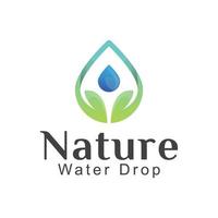 Nature leaf with water drop logo design vector