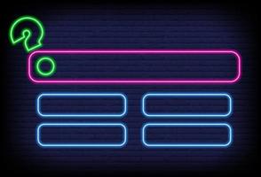 Neon quiz game template. Four options answers for knowledge exam in school, tv show. Vector Illustration 10 eps.