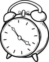 Doodle style retro alarm clock illustration vector