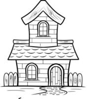 House coloring pages illustration cartoon vector