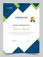 Certificate template in vector for achievement graduation completion. Certificate of appreciation template,  Clean modern certificate with gold badge.  luxury badge and modern line pattern Certificate