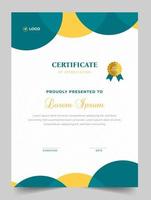 Certificate template in vector for achievement graduation completion. Certificate of appreciation template,  Clean modern certificate with gold badge.  luxury badge and modern line pattern Certificate