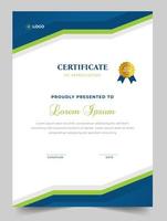 Certificate template in vector for achievement graduation completion. Certificate of appreciation template,  Clean modern certificate with gold badge.  luxury badge and modern line pattern Certificate