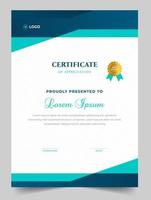 Certificate template in vector for achievement graduation completion. Certificate of appreciation template,  Clean modern certificate with gold badge.  luxury badge and modern line pattern Certificate