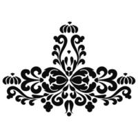 Oriental royal pattern with floral elements and arabesque. Traditional damask ornament. Black, white. For stencil, marquetry, laser cutting, tattoo and walls. vector