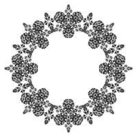 Graceful pattern of circular ornament. Round damask pattern with place for text. Floral frame. Frame with arabesques. Black and white. Vintage pattern for decoration of cards and invitations. vector