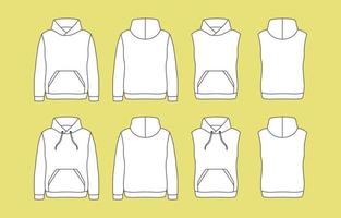 Outline Hoodie Mock up with Alternative Collar and Sleeve Length vector