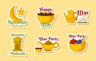 Sticker Iftar Party of Ramadan Month vector