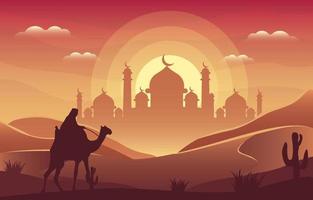 Gradient Mosque on the Desert vector