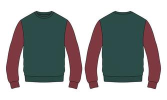 Two tone Color Long sleeve Sweatshirt Vector Illustration template front and back views.