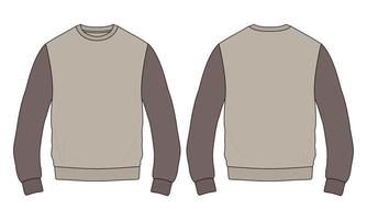 Two tone Color Long sleeve Sweatshirt Vector Illustration template front and back views.